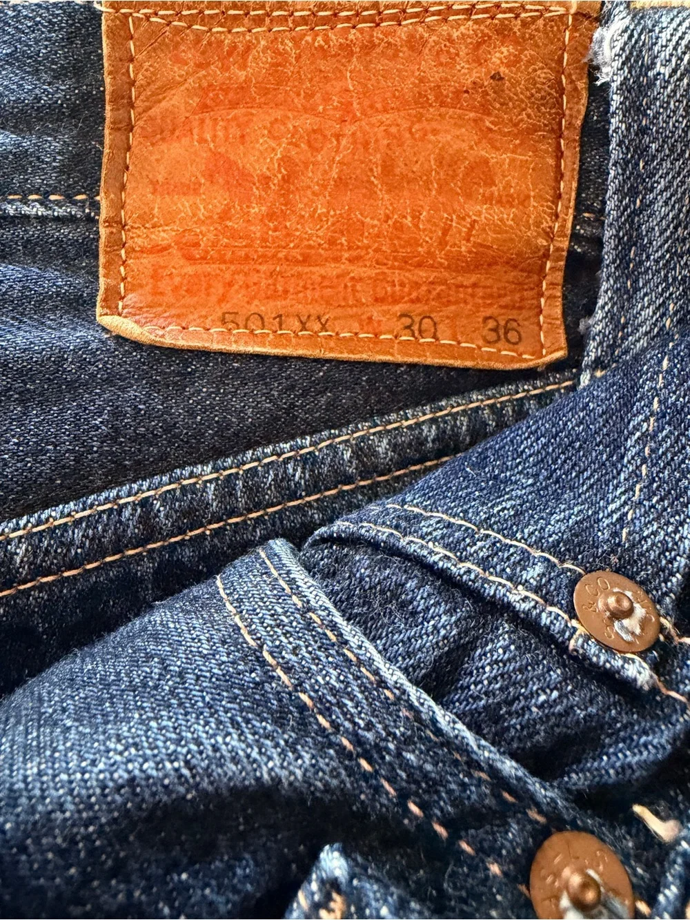 Vintage Levi’s redline selvedge, Big E, from the early 2000s. Made in Japan